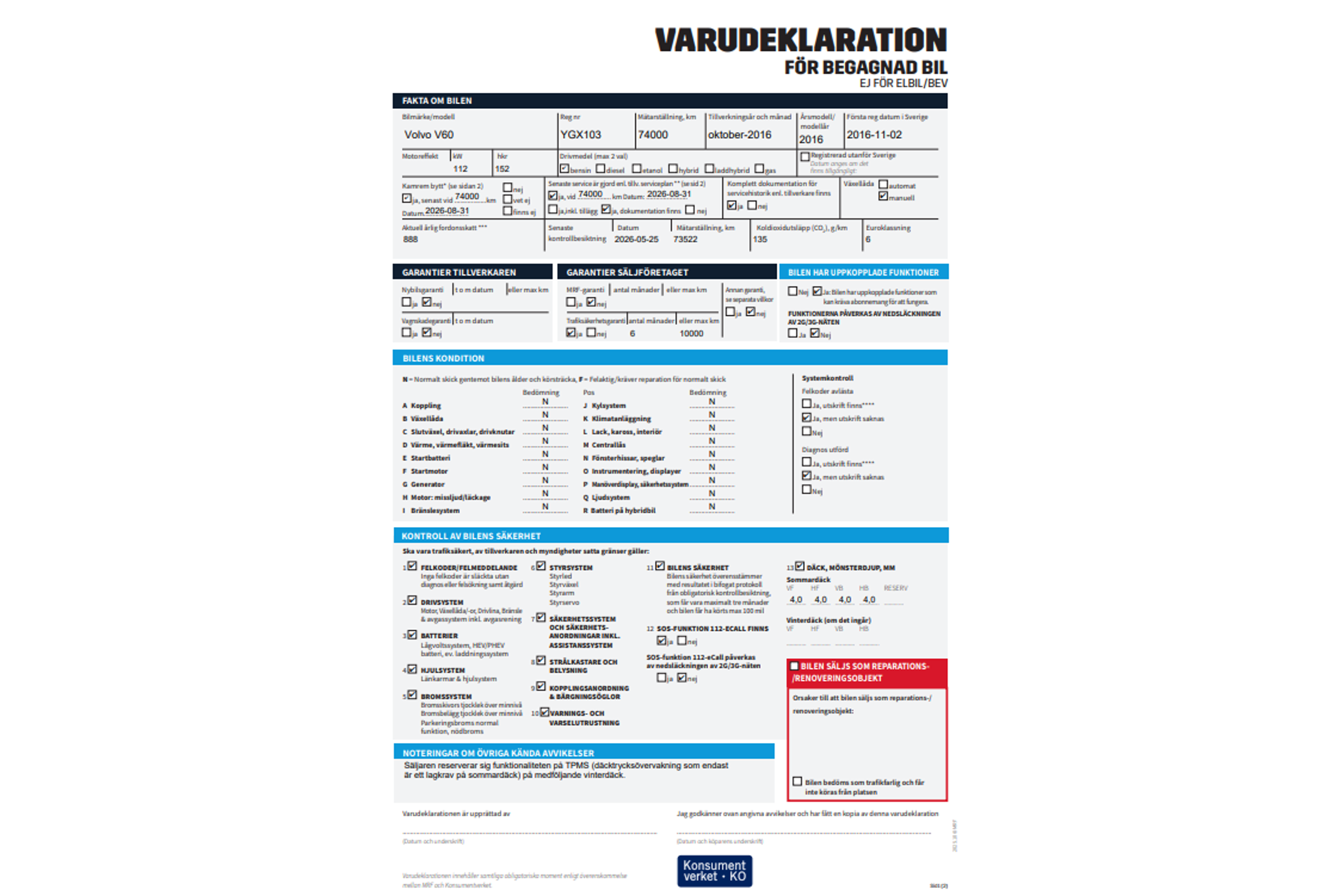 Volvo V60 T3 Manual, 6-trins, 152ps, 2017